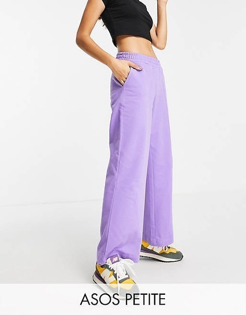 Petite Low Rise Straight Leg Jogger With Pintuck In Purple 1