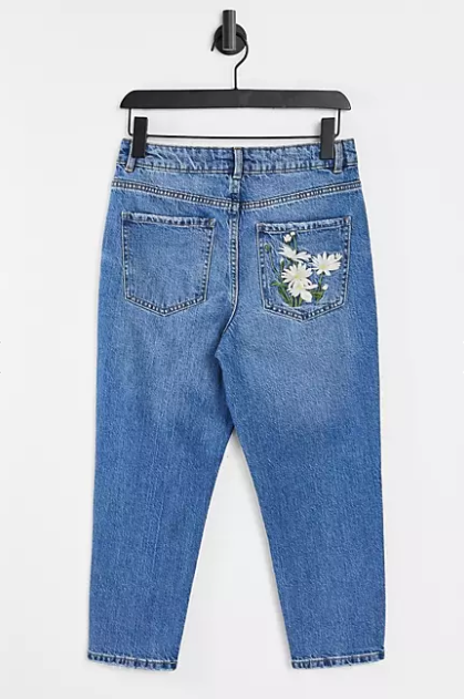 Embroidered Pocket Mom Jean 1