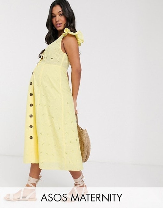 Maternity Lemon Broderie Midi Sundress 1