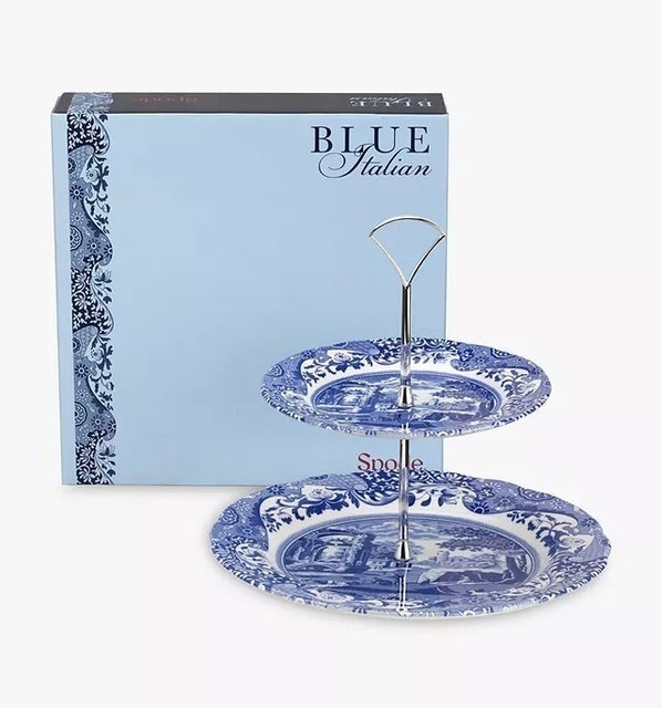 Blue Italian 2-Tier Cake Stand 2