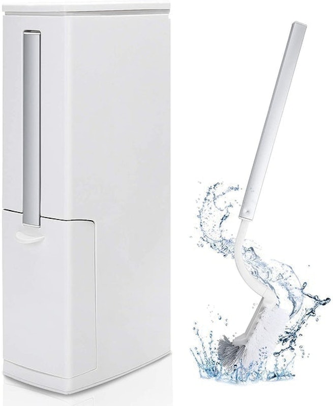 Narrow Bathroom Bin With Inbuilt Toilet Brush Holder 1