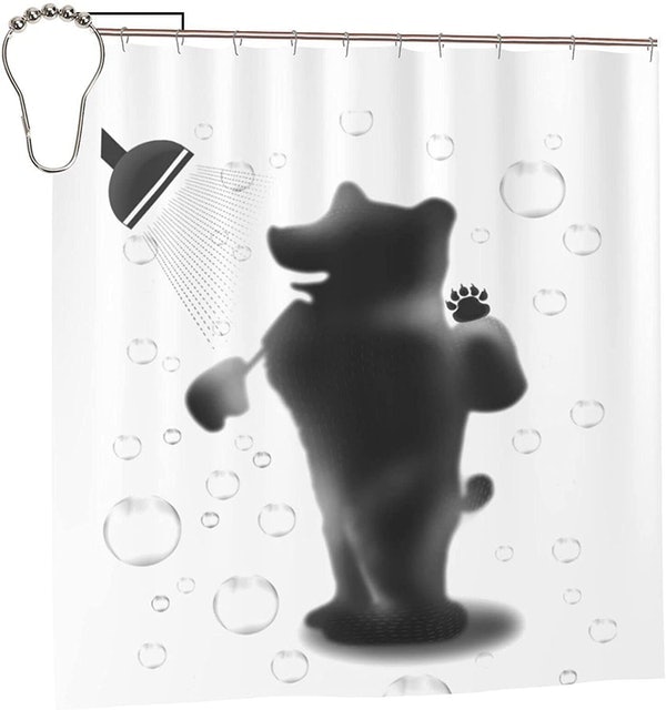 Happy Bear is Bathing Shower Curtains Set 1