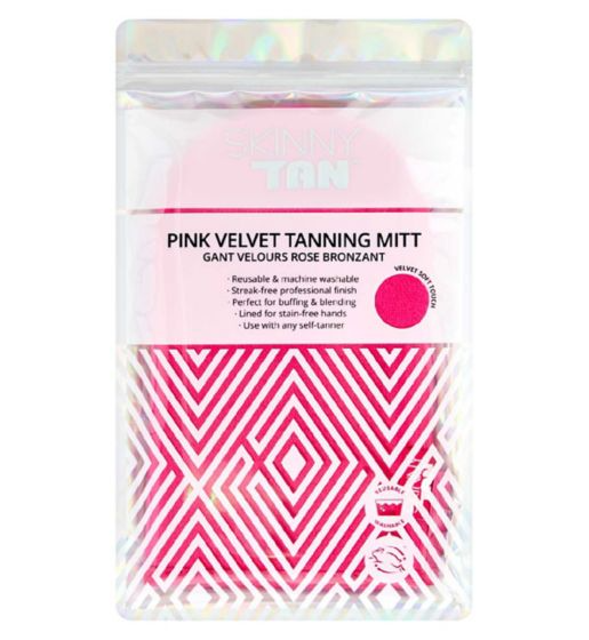 Pink Velvet Tanning Mitt 2