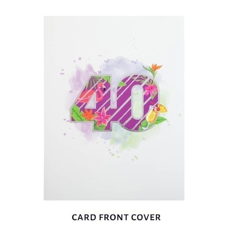40th Birthday Tropical Pop Up Card 2