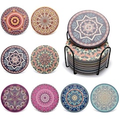 Absorbing Stone Mandala Coasters Penta Stars