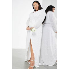 Nola Pleated Plunge Wrap Wedding Dress