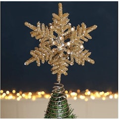 Gold 3D Snowflake Star Christmas Tree Topper