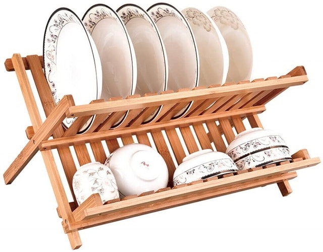Bamboo 2-Tier Dish Drying Rack 1