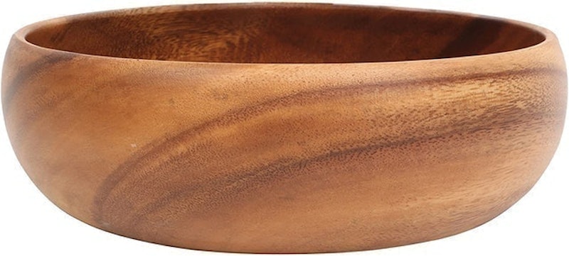 Hand Carved Acacia Wood Salad Bowl 1