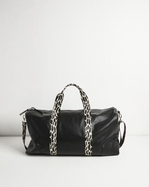 Hattie Leopard Spot Strap Black Rectangular Weekend Bag 3