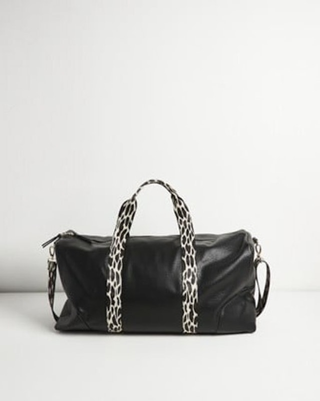 Hattie Leopard Spot Strap Black Rectangular Weekend Bag 3