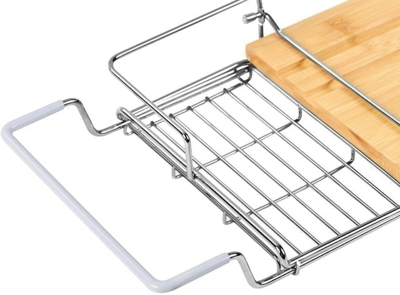 Stainless Steel and Bamboo Bathtub Caddy 6