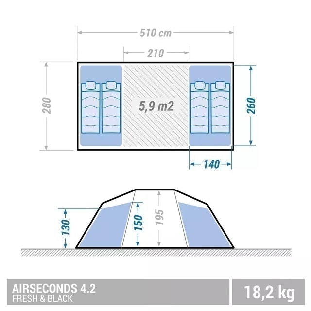  4 Person 2 Bedroom Family Camping Tent 2