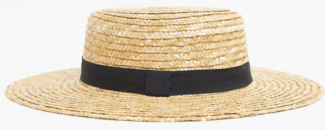 Straw Boater Hat With Black Ribbon and Size Adjuster 1