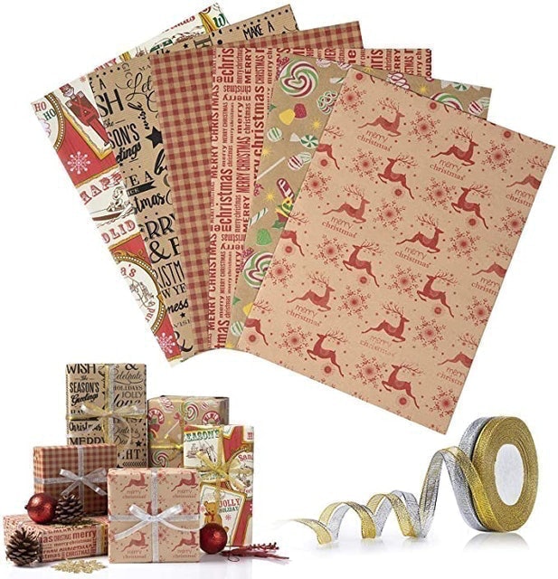 Christmas Wrapping Paper Sheets With Ribbons 1