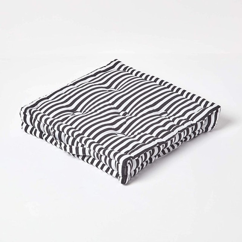 Pin Stripe Black and White Floor Cushion 1
