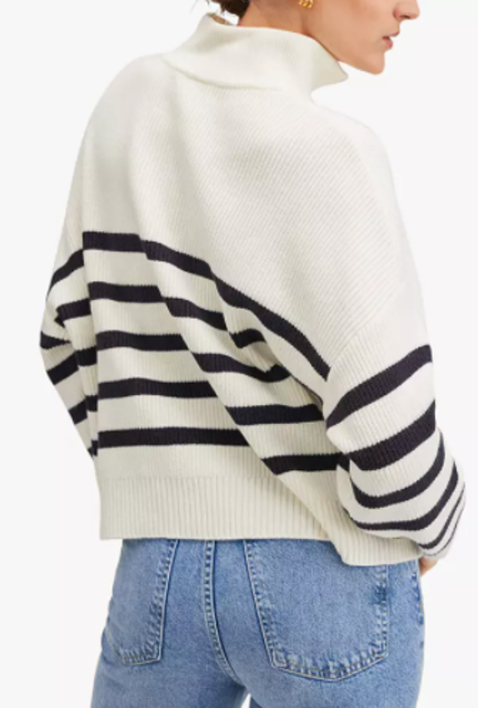 Rizoni Zip Neck Jumper, Navy 2