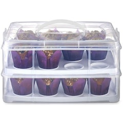 Oblong Tiered Cake Caddy and Cupcake Carrier