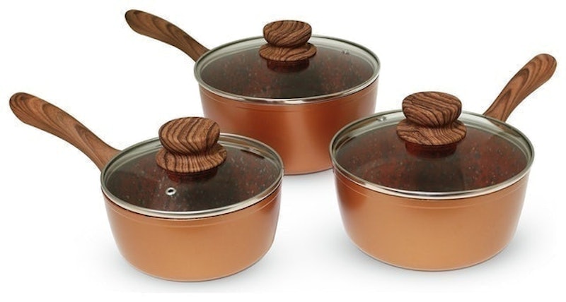 Copper Stone Pan Set with Lids 1