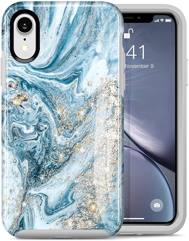 iPhone XR Marble Gold Glitter Shockproof Cover 1