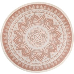 Hand Woven Cotton Mandala Round Rug with Tassels