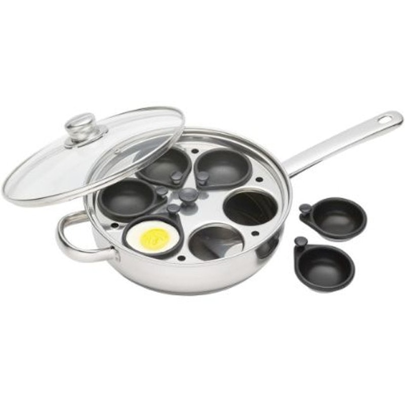 Mylifeunit Egg Frying Pan, 4-Cup Nonstick Fried Egg Pan, Aluminum Egg Cooker Pan with Lid and Spatula