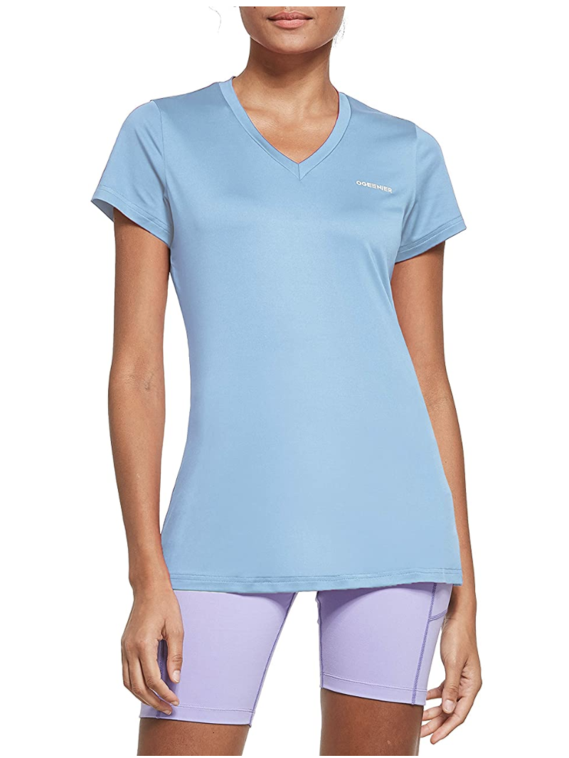 10. Ogineer Women’s Round-Neck Short-Sleeve Yoga T-Shirt 1