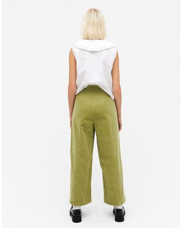 Naomi Wide Leg Cord Trousers in Green 2