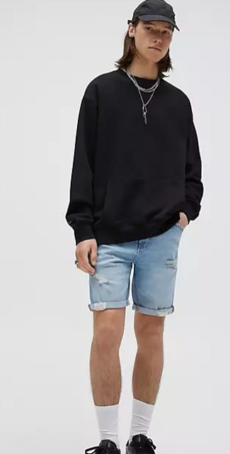 Slim Fit Denim Shorts With Rips 3