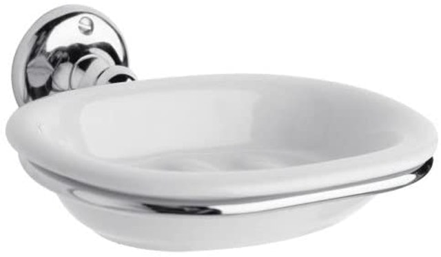 Traditional Wall Mounted Ceramic Soap Dish and Chrome Holder 1