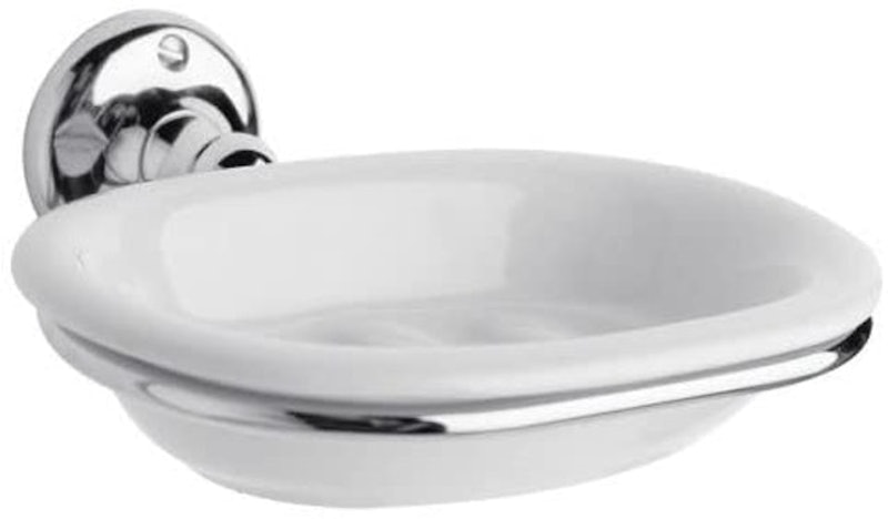 Traditional Wall Mounted Ceramic Soap Dish and Chrome Holder 1