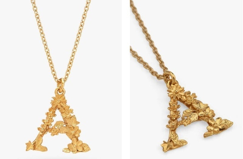 22ct Gold Plated Sterling Silver Floral Letter Pendant Necklace 1