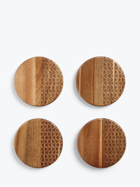 Fusion Pattern Round Acacia Wood Coasters 1