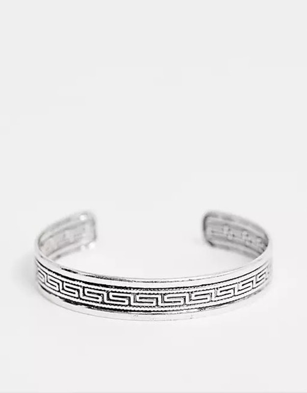 Bangle with Column Emboss in Burnished Silver Tone 1