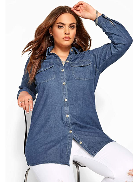 Plus Size Women's Denim Shirt 1