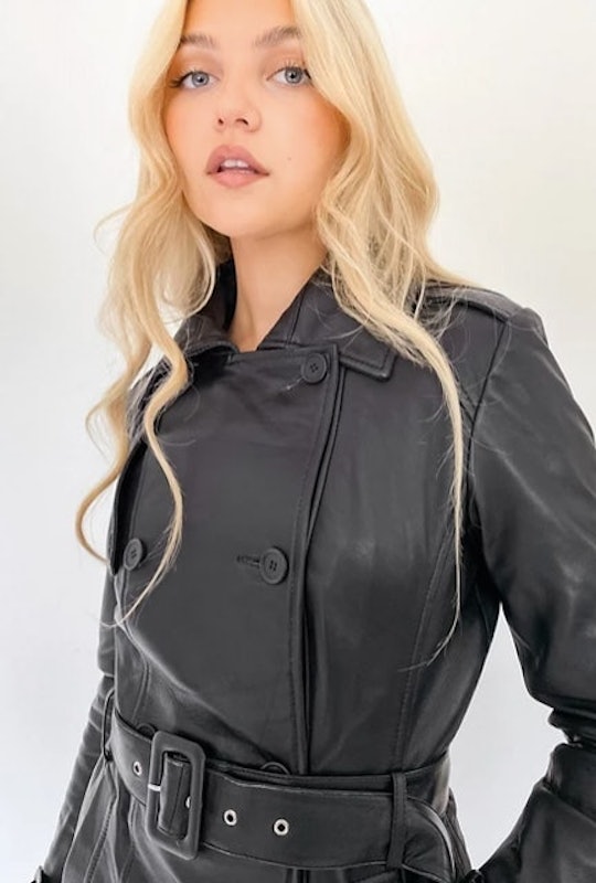Leather Trench Coat in Black 2