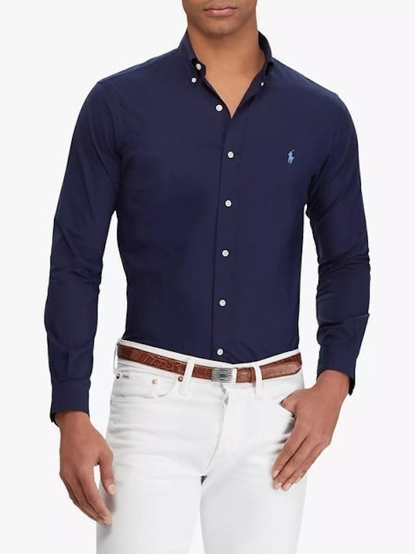 Navy Slim Fit Poplin Shirt 2