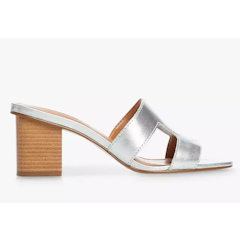 Silver Jupe Leather Block Heel Mules