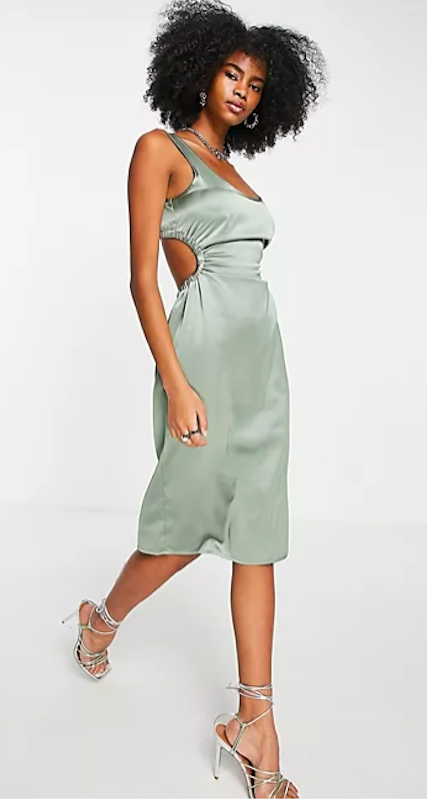 Satin Open Back Detail Midi Dress 1