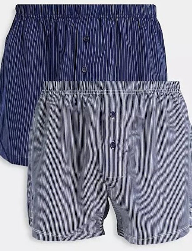 DESIGN woven 2 pack boxers with pinstripe 1