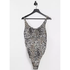 Maternity Exclusive Swimsuit With Tie Detail in Leopard Print