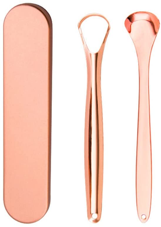 Rose Gold Stainless Steel Tongue Scraper Cleaner Set 1