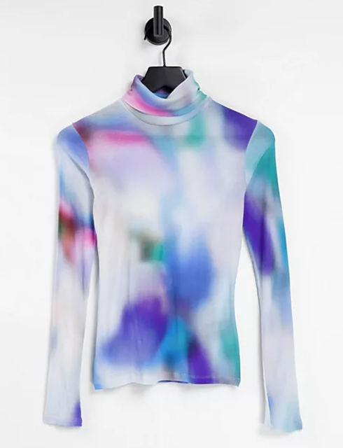 Chie Blur Print Roll Neck Top 1