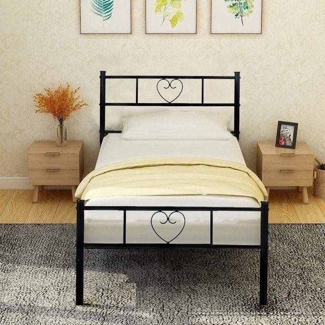 Single Bed Frame Solid 3ft Metal Bed With Heart Shape 3