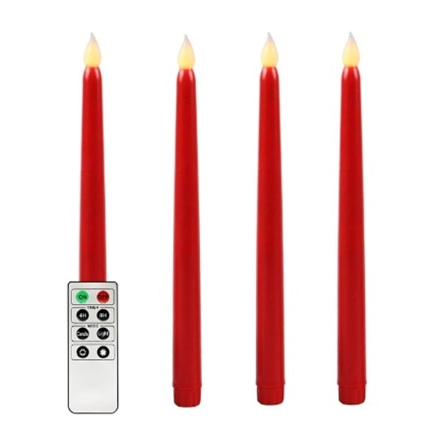 8. Rhytsing Red LED Taper Candles 4 Pack 1