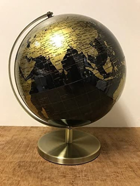 Vintage Rotating Gold and Black World Globe  2