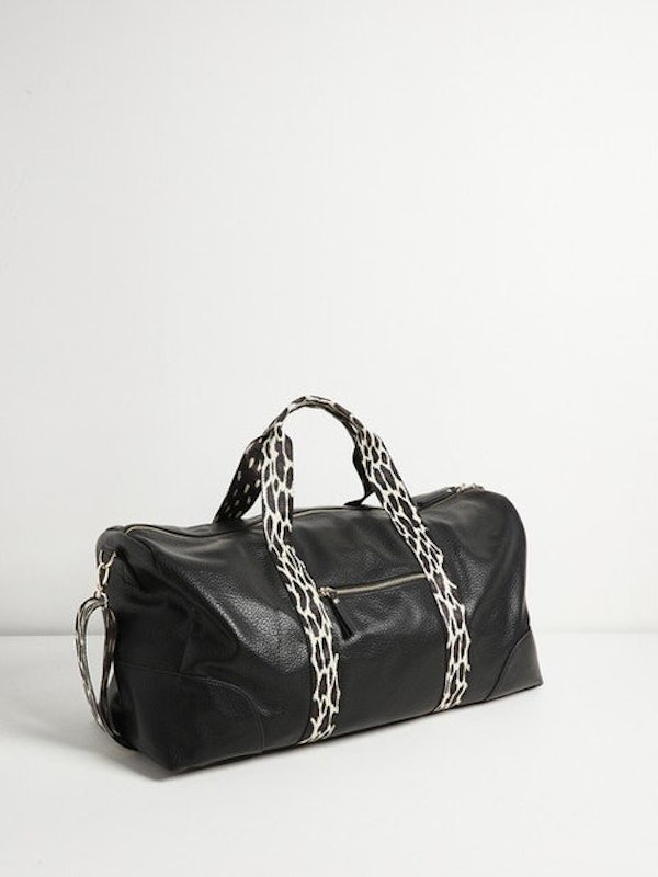 Hattie Leopard Spot Strap Black Rectangular Weekend Bag 1