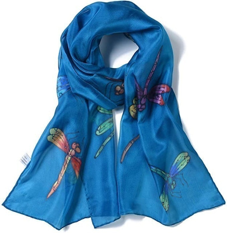 Hand Painted Dragonfly Silk Scarf 1