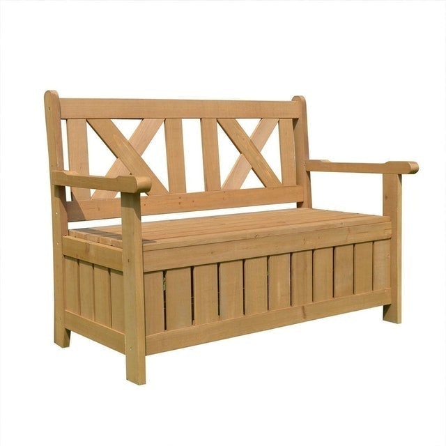 Wooden Darcy 2 Seater Garden Storage Bench Seat 1