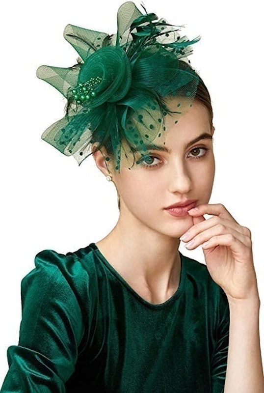 Mesh Feather Fascinator Flower Hair Clip 1